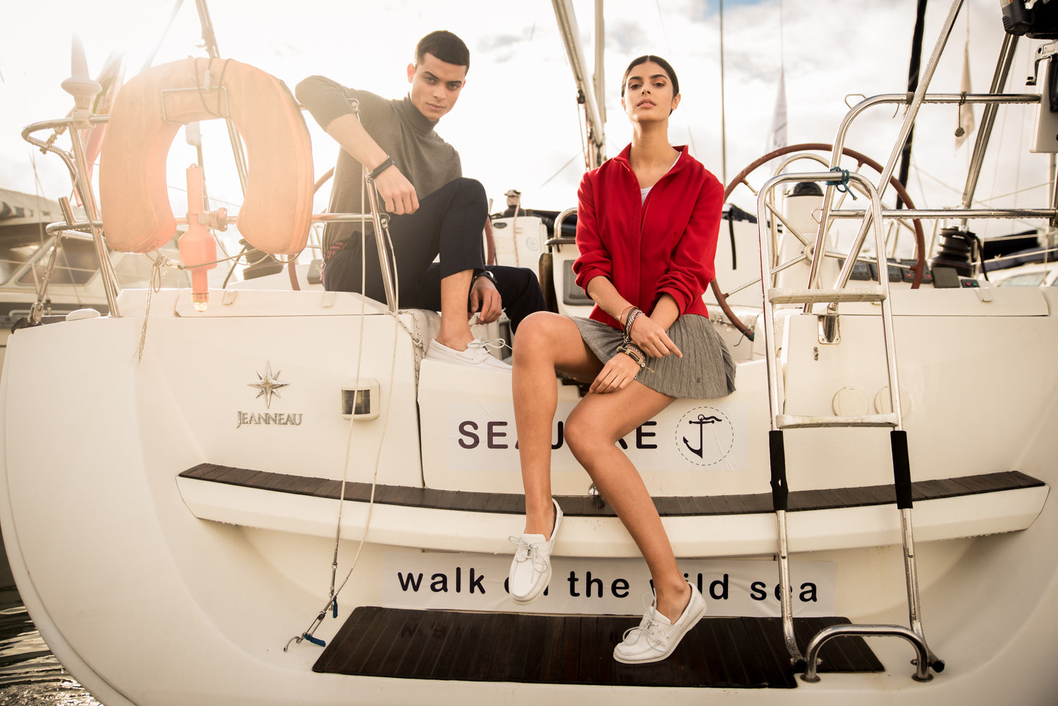 Seajure Chaussures Bateau En Cuir Véritable Pour Femme - Style Nautique Blanc - Fabriqué Au Portugal