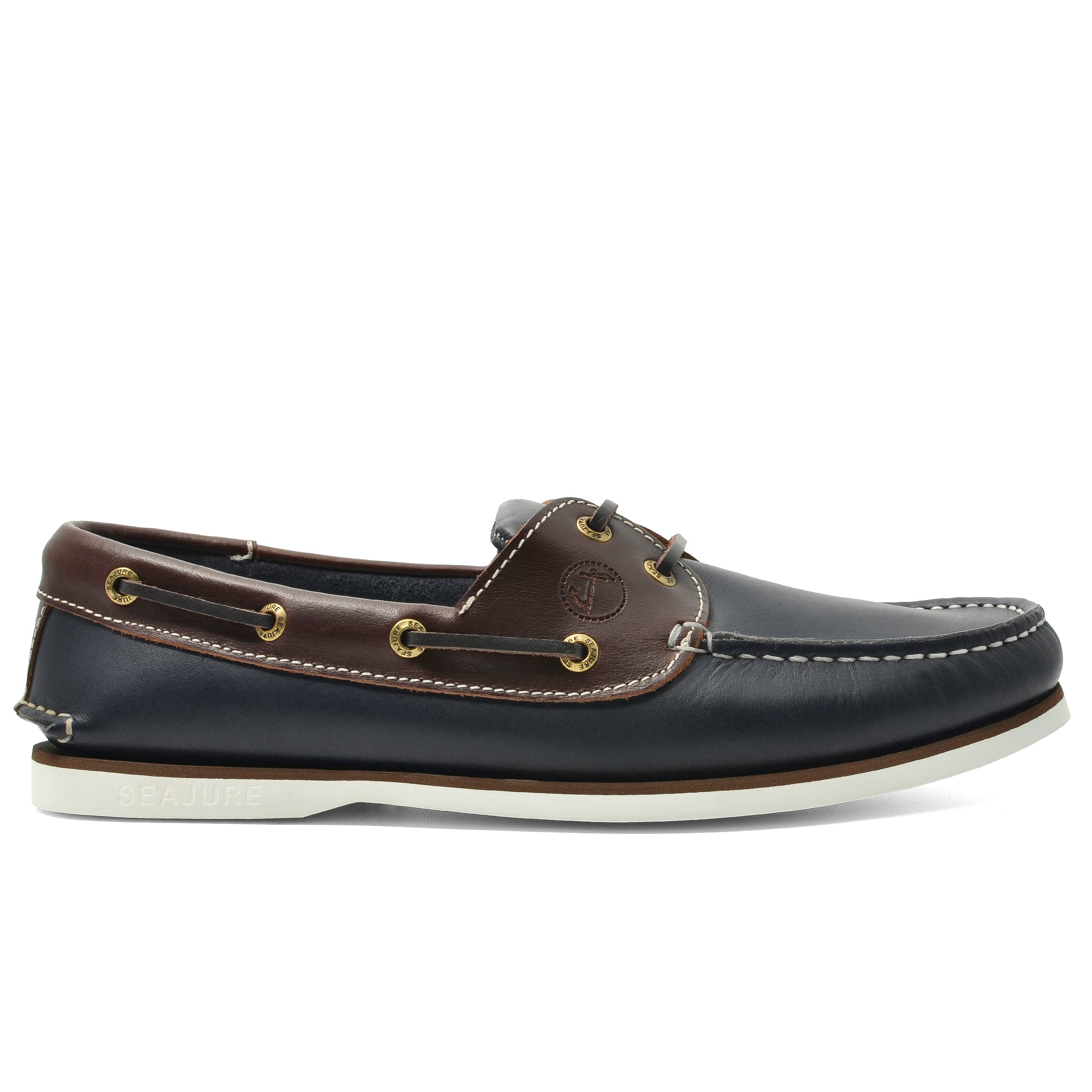 Men Boat Shoe Gonone Navy Blue — Brown Premium