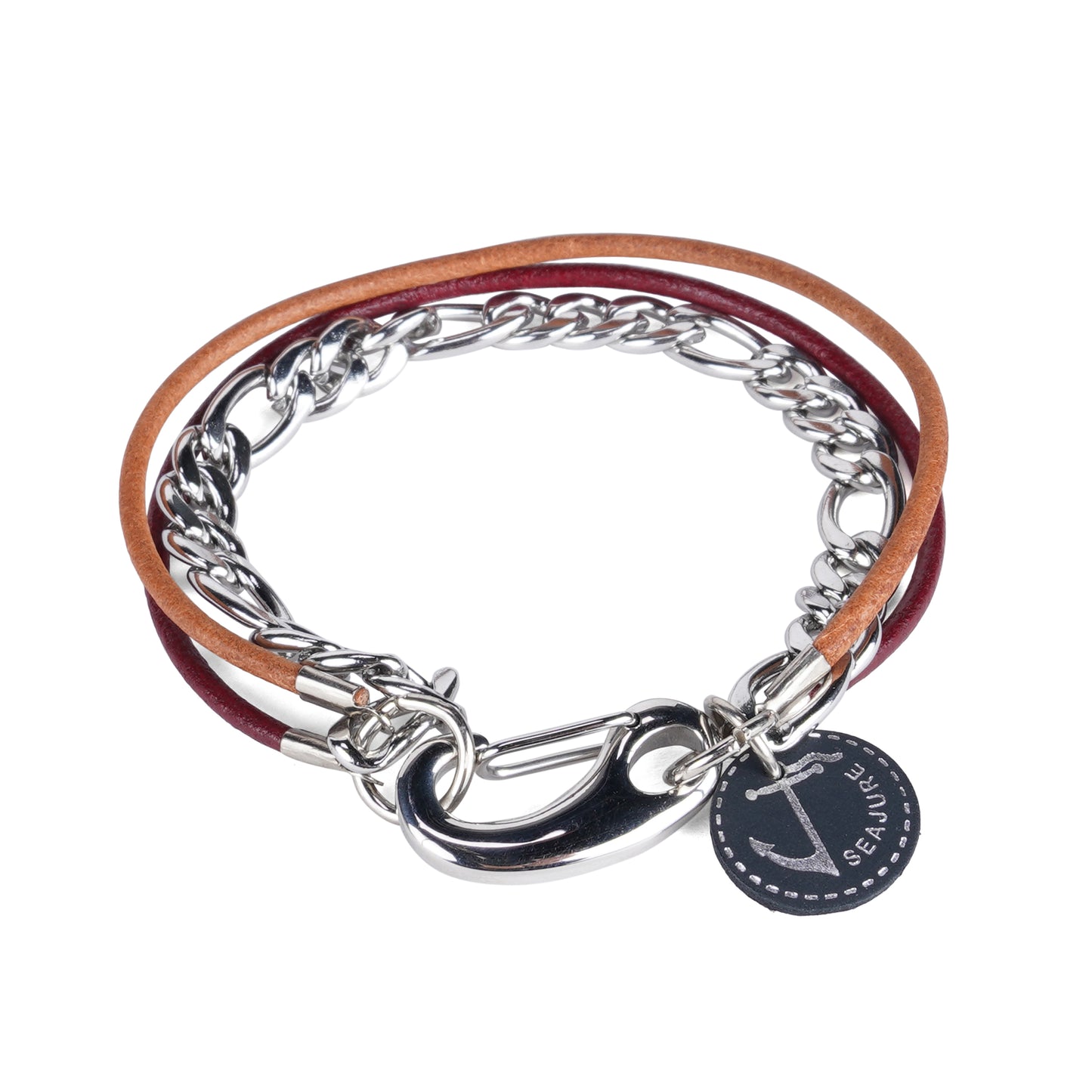 Chain and Leather Guam Bracelet Seajure