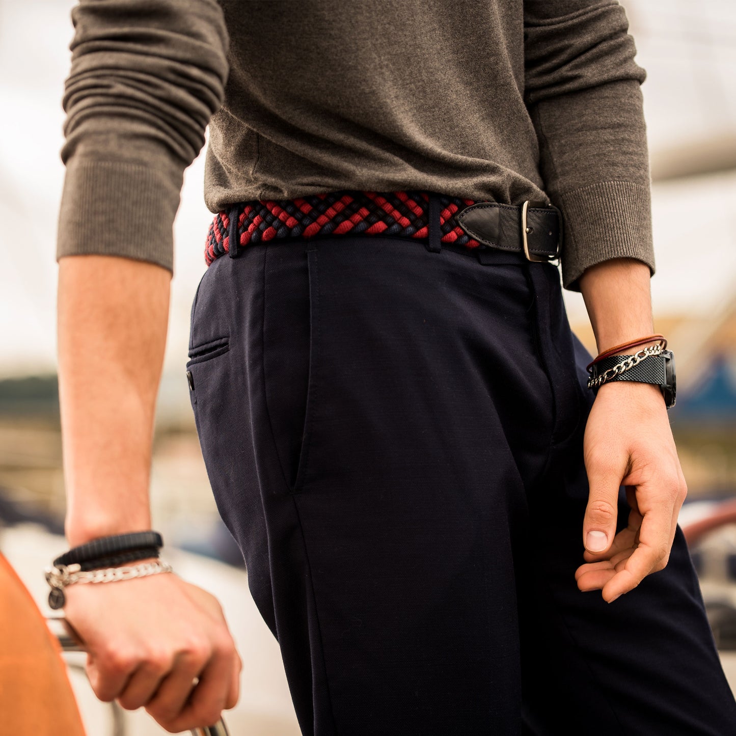 Chain and Leather Guam Bracelet Seajure