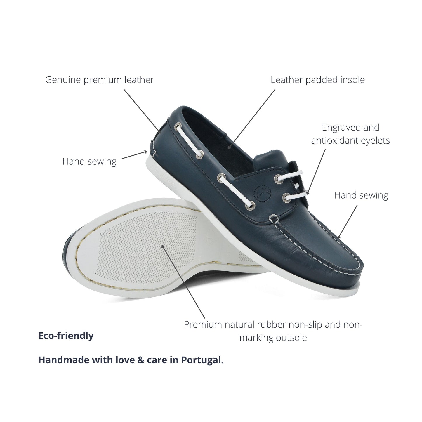 Men Boat Shoe Navy Blue Leather Watamu Seajure