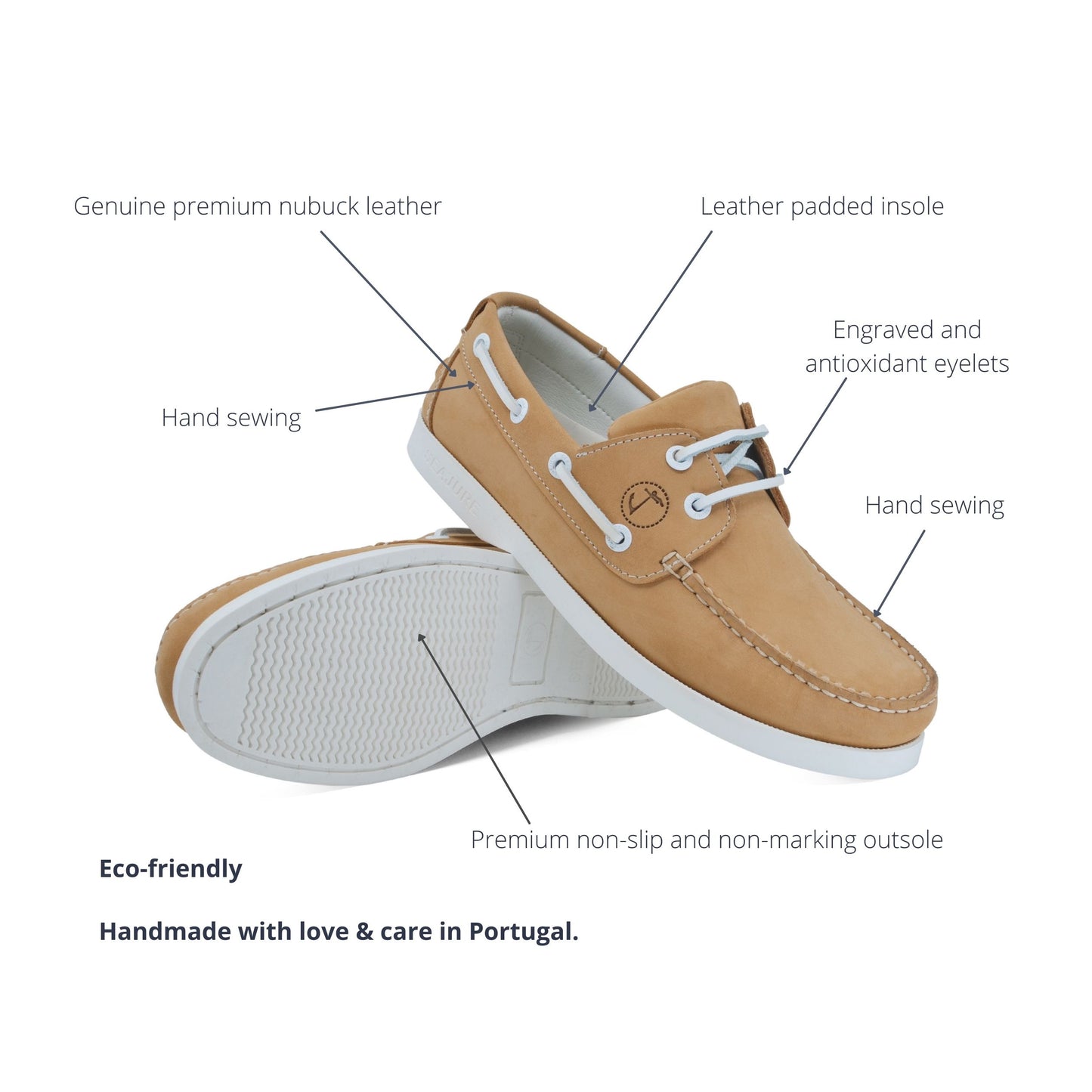 Women Boat Shoe Camel Nubuck Leather Noordhoek Seajure