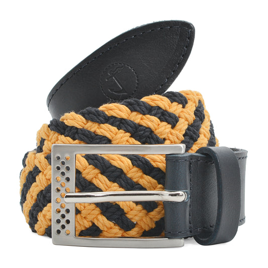 Braided Fabric and Leather Belt Topaz Seajure