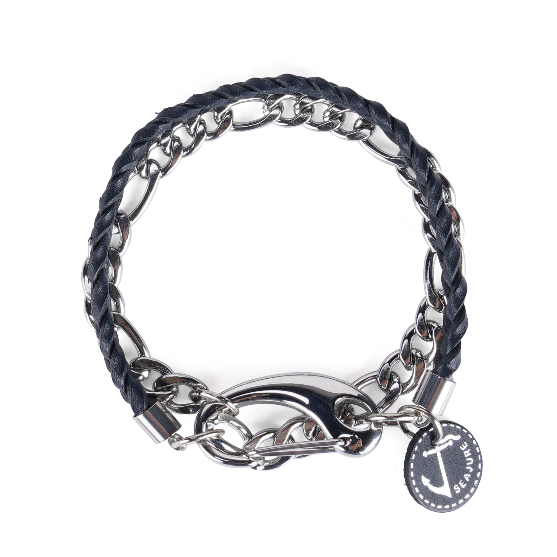 Braided Leather and Chain Flores Bracelet Seajure