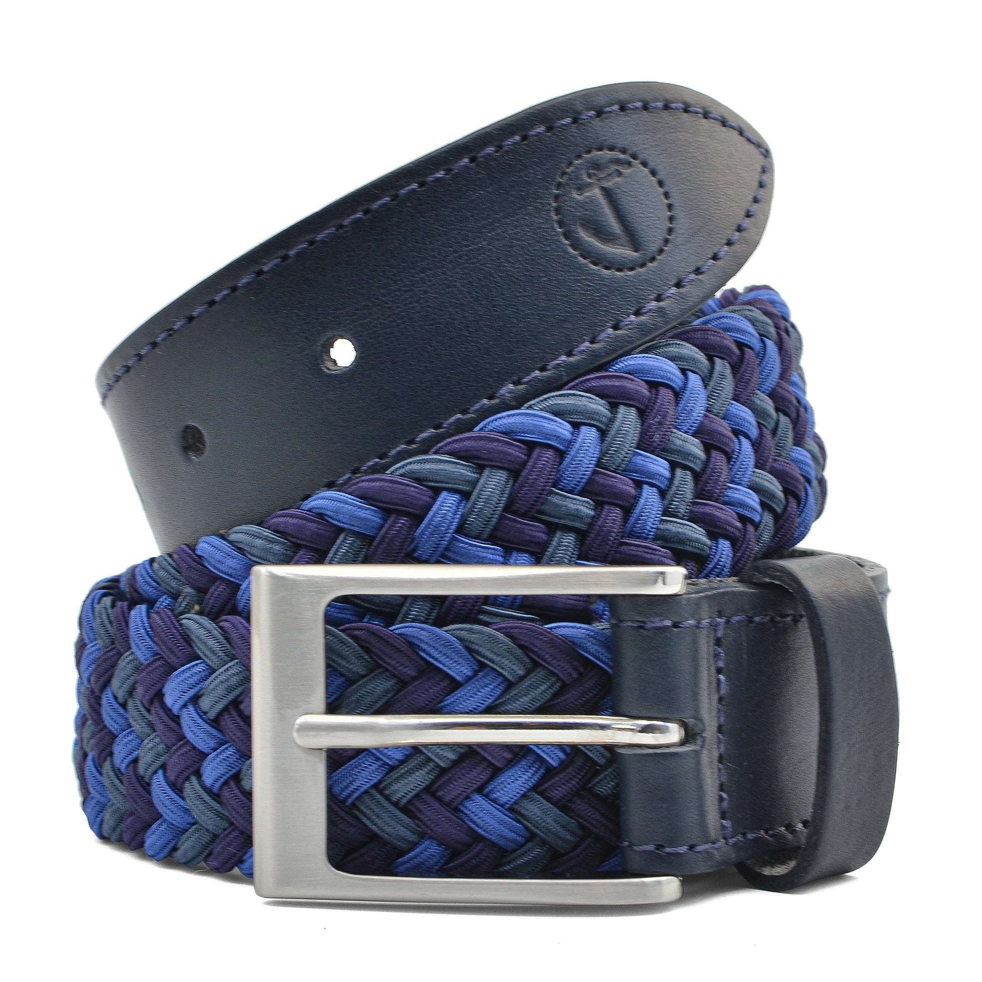 Elastic Braided Fabric and Leather Belt Ionian Seajure