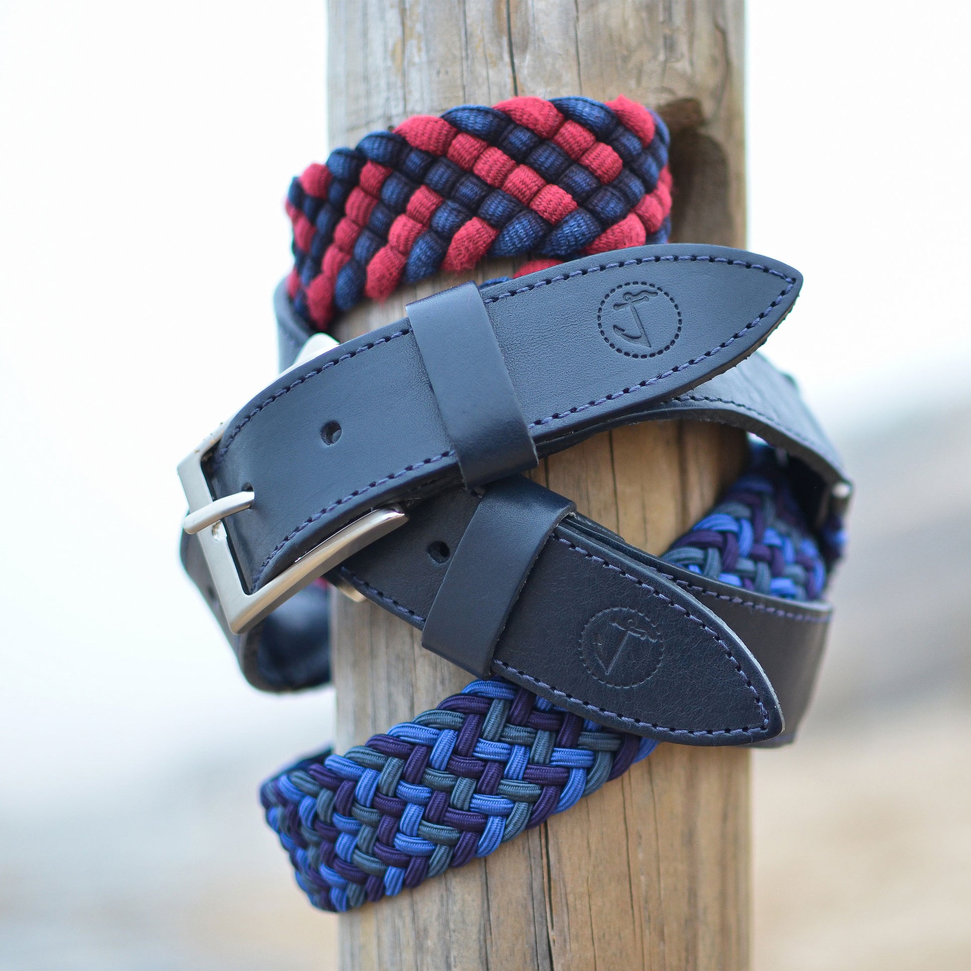 Elastic Braided Fabric and Leather Belt Ionian Seajure