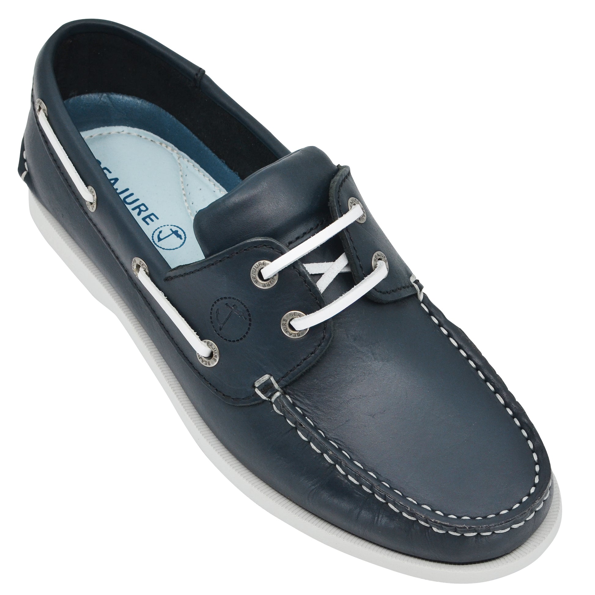Men Boat Shoe Navy Blue Leather Watamu Seajure