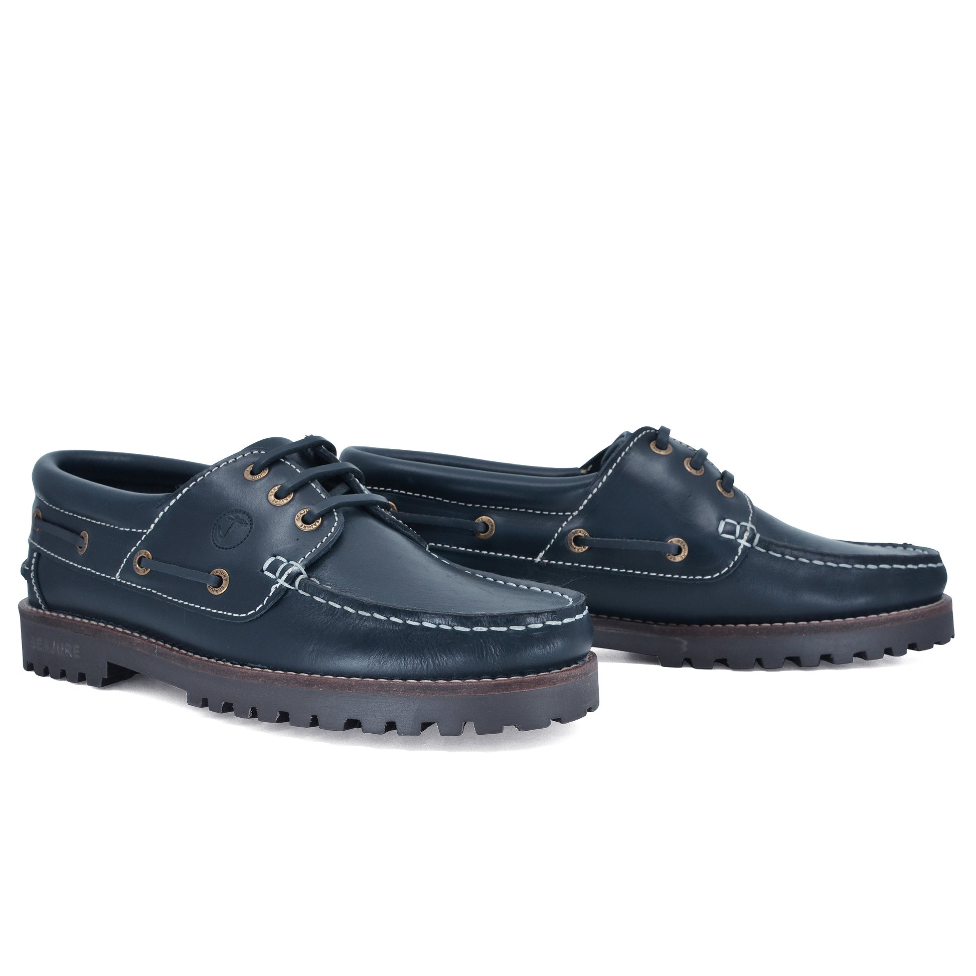 Men Boat Shoe Navy Blue Leather Lubmin Seajure