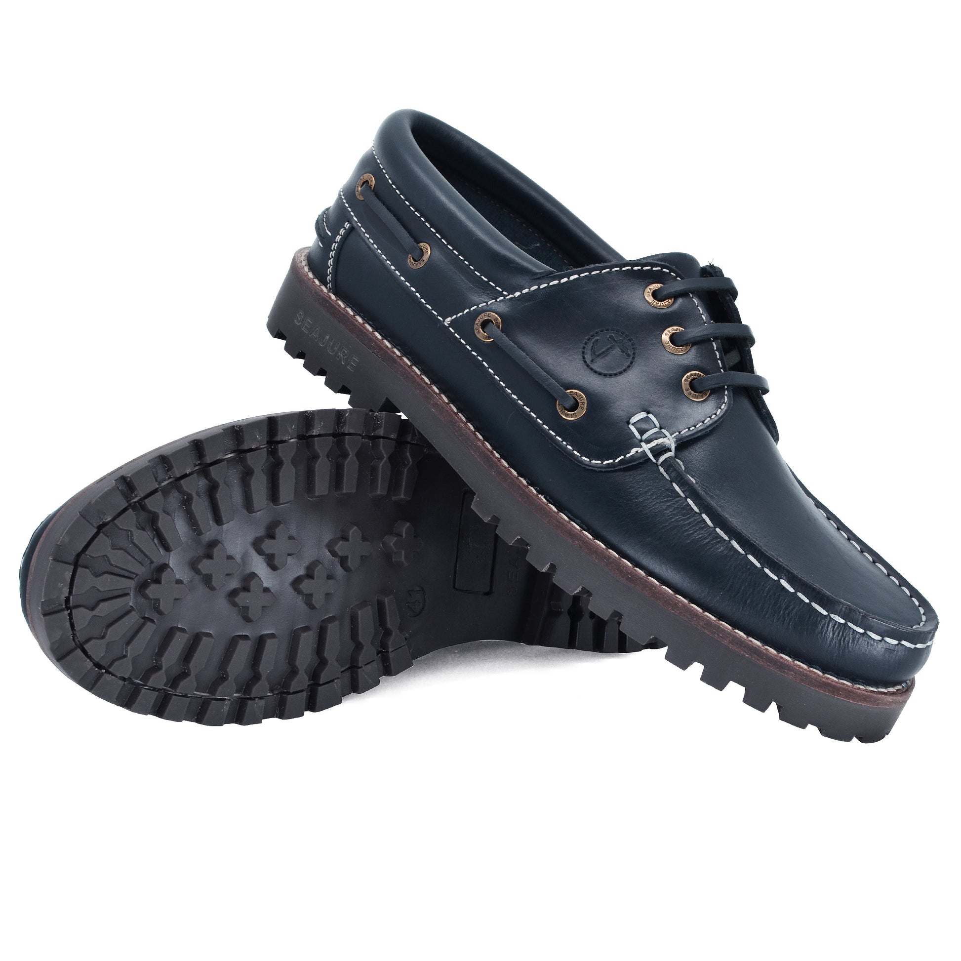 Men Boat Shoe Navy Blue Leather Lubmin Seajure