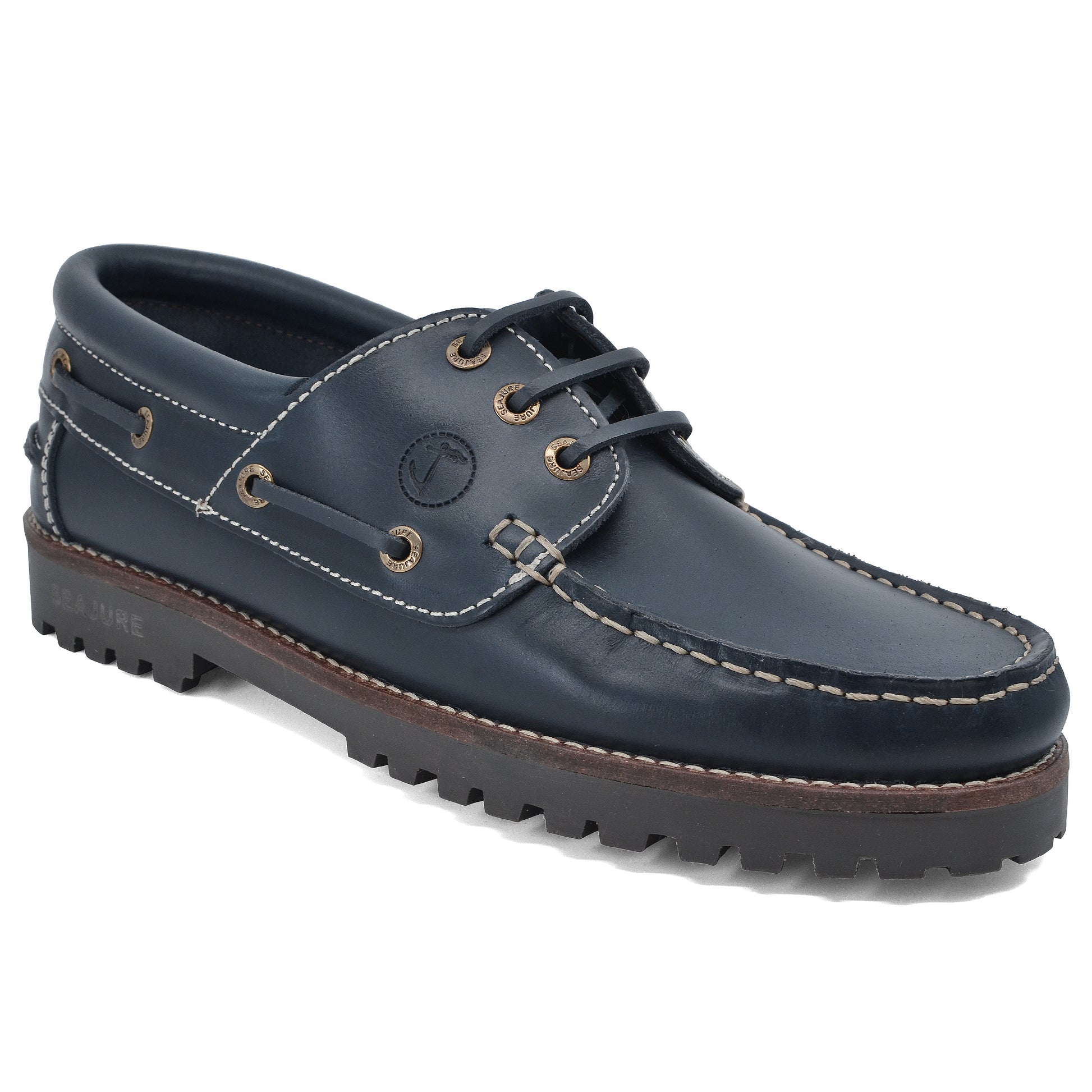 Men Boat Shoe Navy Blue Leather Lubmin Seajure