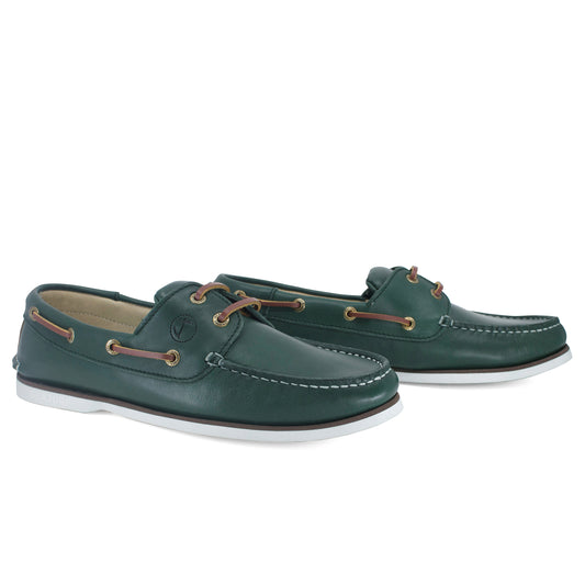 Men Boat Shoe Green Leather Fakarava Seajure