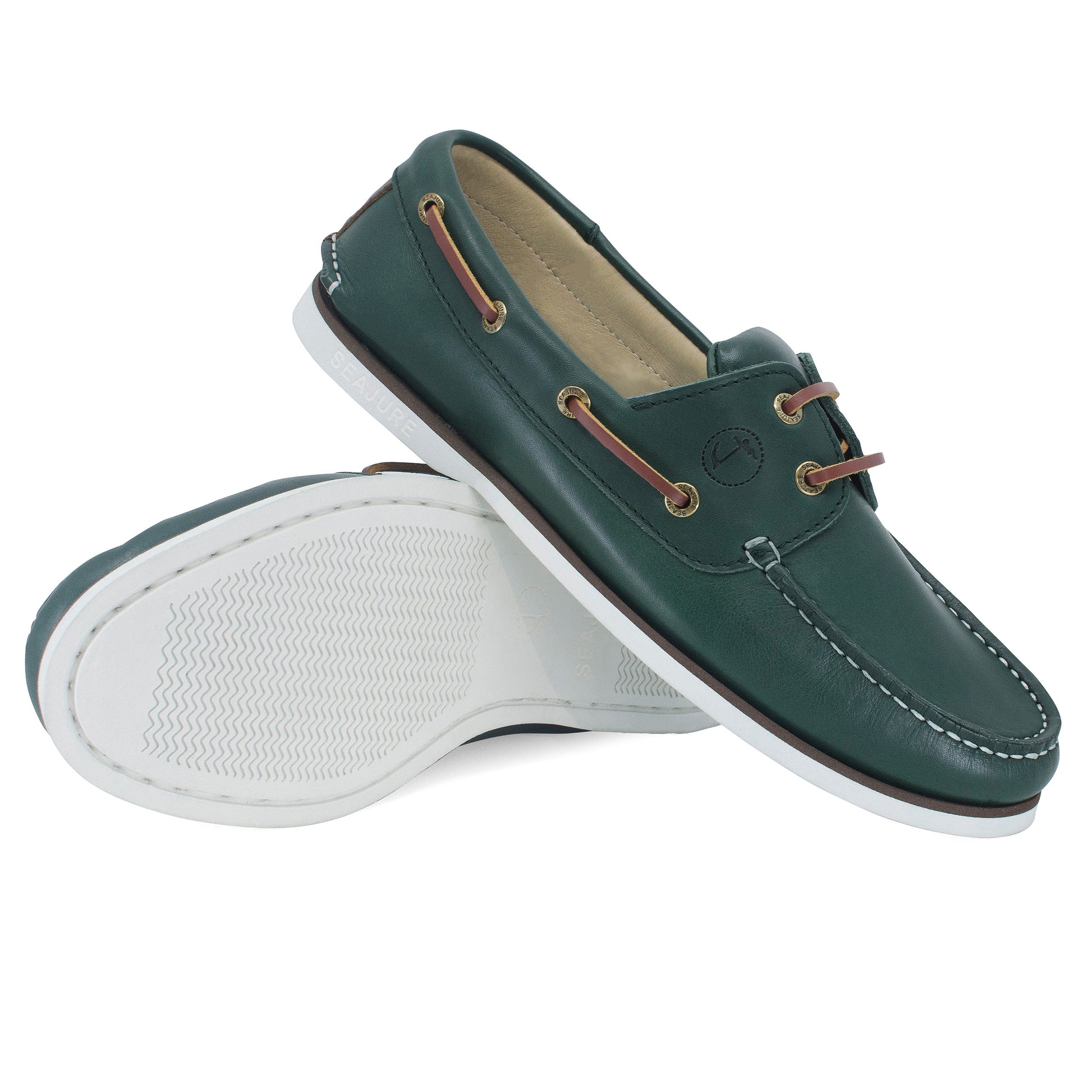 Men Boat Shoe Green Leather Fakarava Seajure