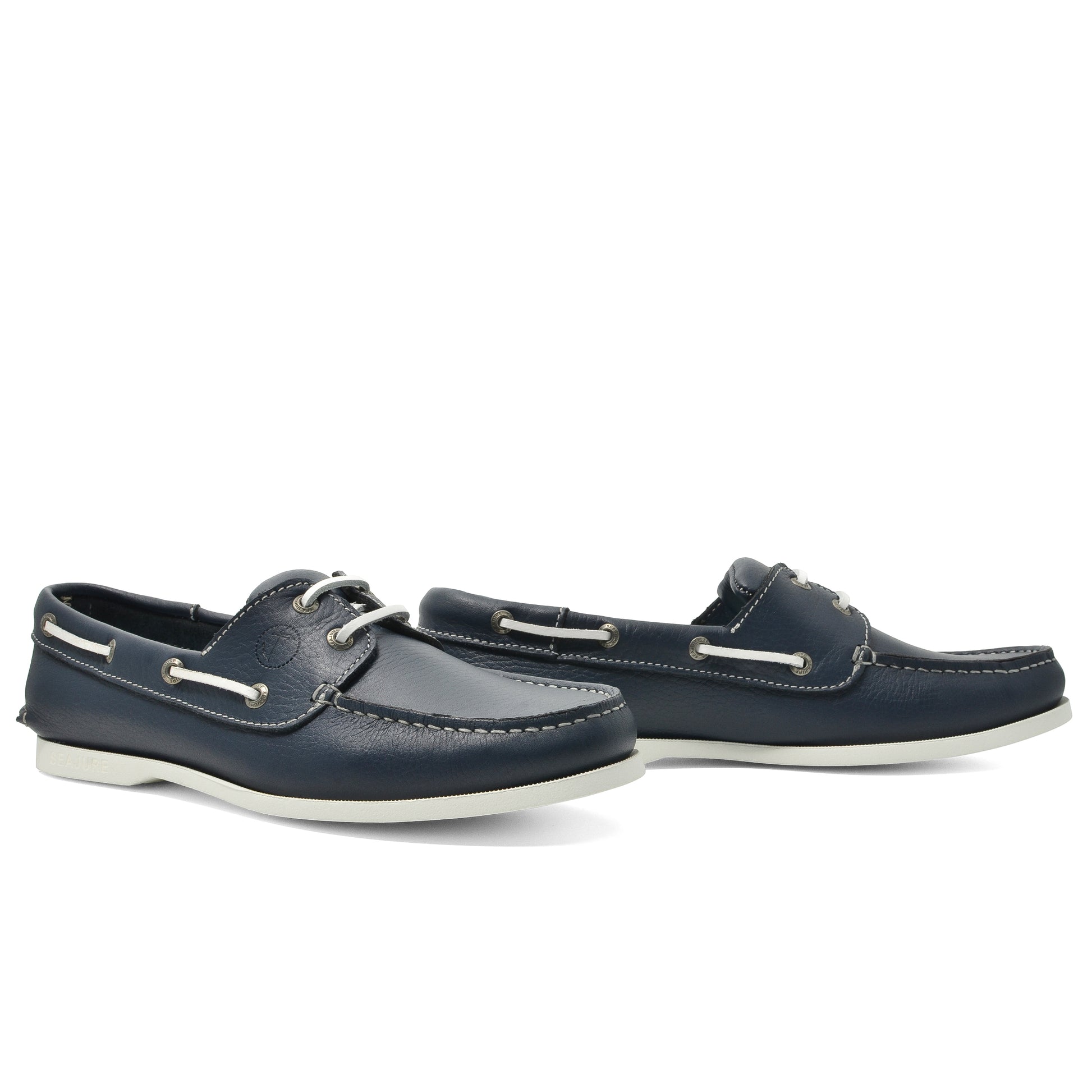 Men s Boat Shoes Seajure Laurito Navy Blue Leather