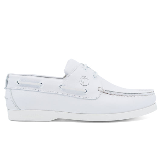 Women Boat Shoe White Leather Shoal Seajure