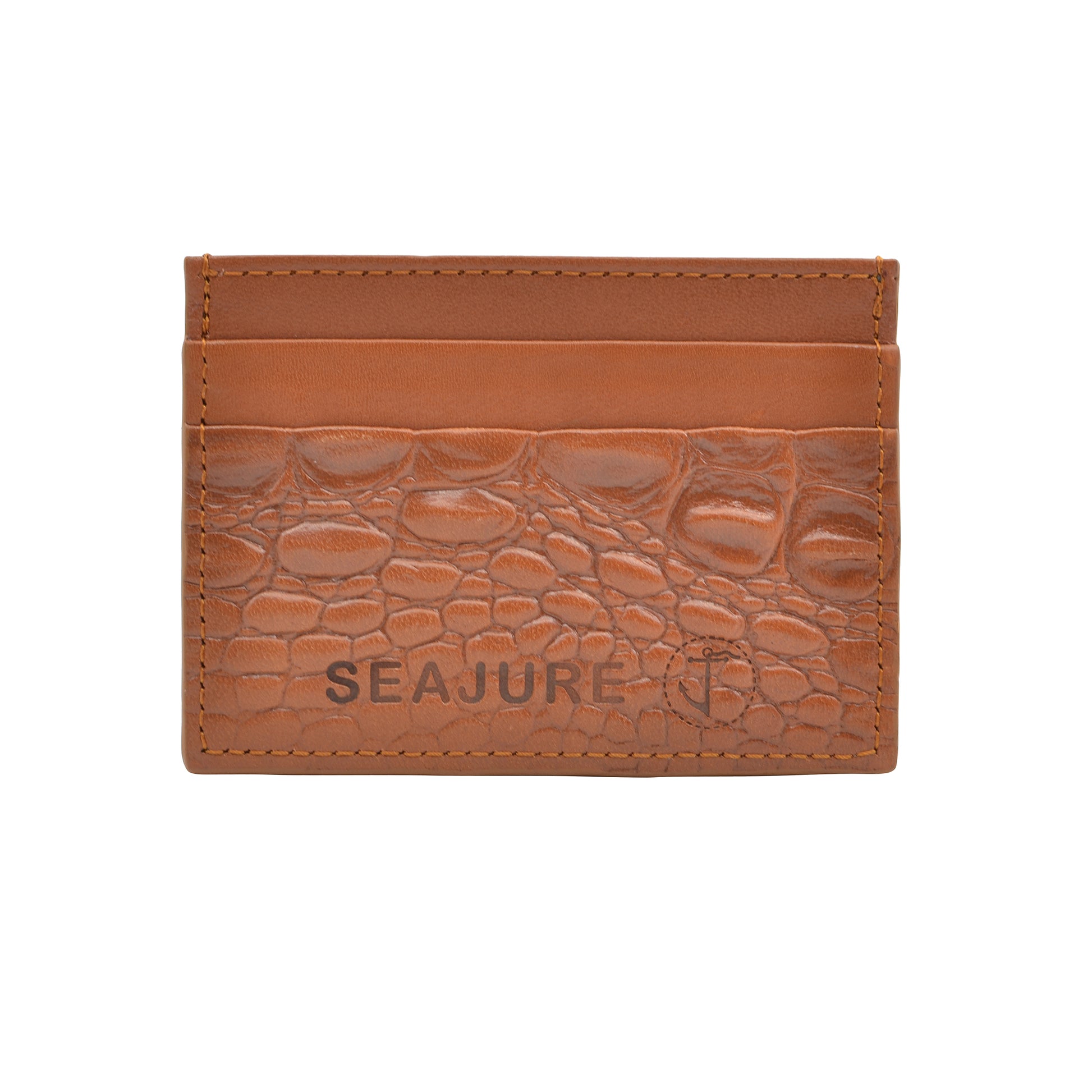 Croc Embossed Leather Card Holder Seajure