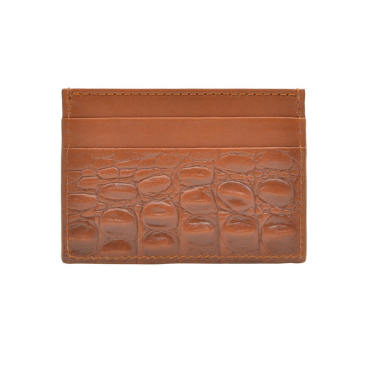 Croc Embossed Leather Card Holder Seajure