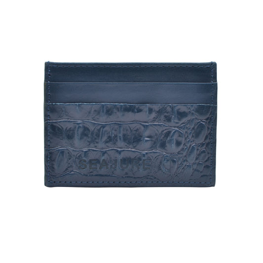 Croc Embossed Leather Card Holder Seajure